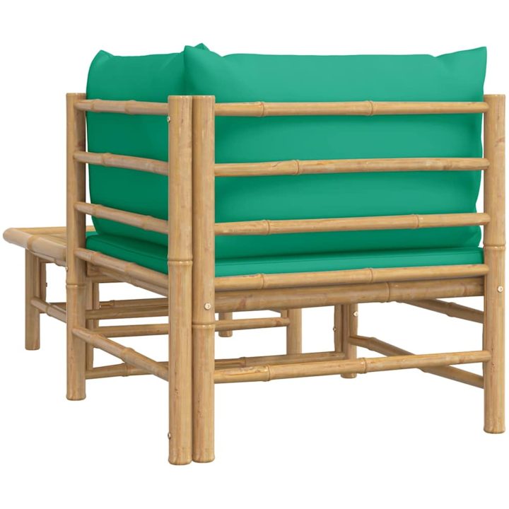 Loungegrupp för trädgården 2 delar gröna dynor bambu vidaXL – bild 5