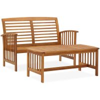 Loungegrupp för trädgården 2 delar massivt akaciaträ vidaXL