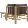 Loungegrupp för trädgården 2 delar mörkgråa dynor bambu vidaXL – miniatyr 5