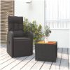 Loungegrupp för trädgården 2 delar svart konstrotting&akacia vidaXL – miniatyr 1