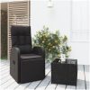 Loungegrupp för trädgården 2 delar svart konstrotting&stål vidaXL – miniatyr 1