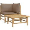 Loungegrupp för trädgården 2 delar taupe dynor bambu vidaXL – miniatyr 2