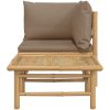 Loungegrupp för trädgården 2 delar taupe dynor bambu vidaXL – miniatyr 6