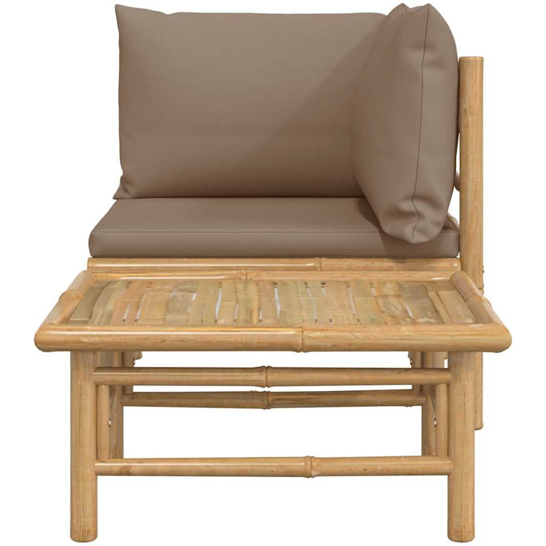 Loungegrupp för trädgården 2 delar taupe dynor bambu vidaXL – bild 6