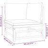 Loungegrupp för trädgården 2 delar taupe dynor bambu vidaXL – miniatyr 10