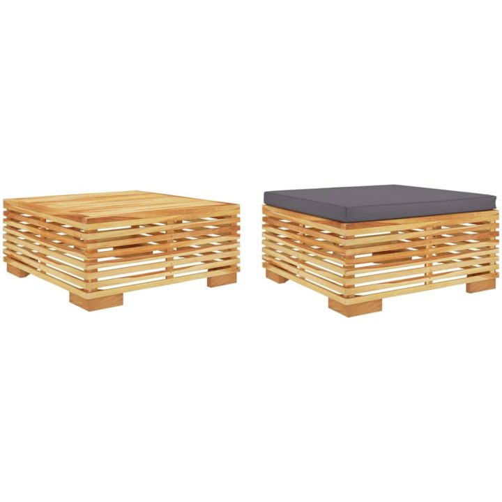 Loungegrupp för trädgården 2 delar teak vidaXL – bild 2