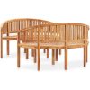 Loungegrupp för trädgården 3 delar bananformad massivt teakträ vidaXL 151 x 62 x 86 cm – miniatyr 2