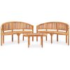 Loungegrupp för trädgården 3 delar bananformad massivt teakträ vidaXL 151 x 62 x 86 cm – miniatyr 1