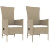 Loungegrupp för trädgården 3 delar beige konstrotting&stål vidaXL – miniatyr 4