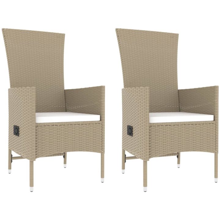 Loungegrupp för trädgården 3 delar beige konstrotting&stål vidaXL – bild 4