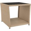 Loungegrupp för trädgården 3 delar beige konstrotting&stål vidaXL – miniatyr 5
