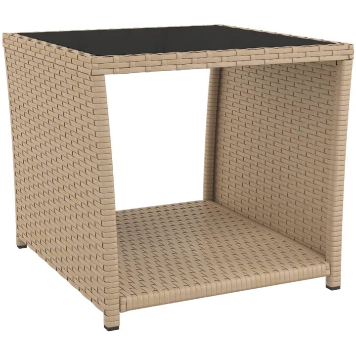 Loungegrupp för trädgården 3 delar beige konstrotting&stål vidaXL – bild 5