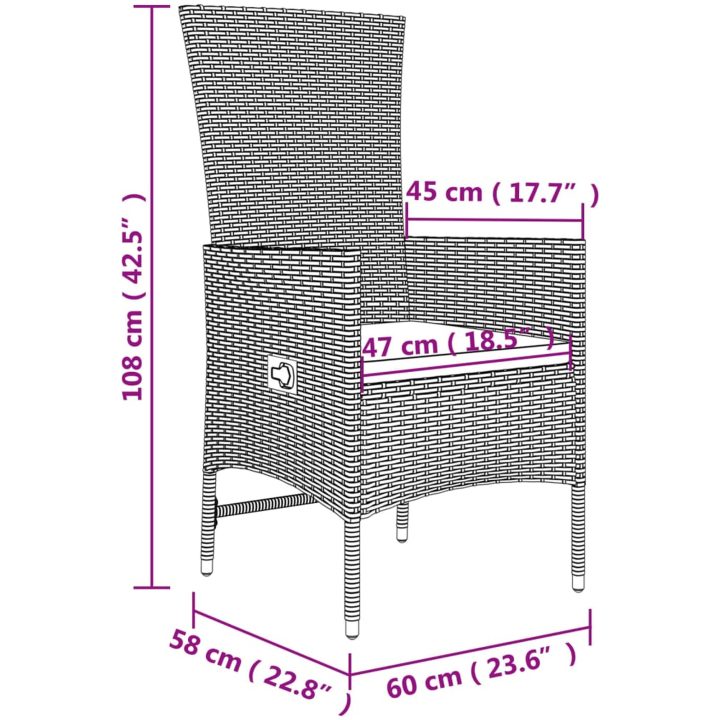 Loungegrupp för trädgården 3 delar beige konstrotting&stål vidaXL – bild 6
