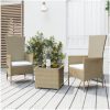 Loungegrupp för trädgården 3 delar beige konstrotting&stål vidaXL – miniatyr 1
