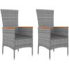 Loungegrupp för trädgården 3 delar grå konstrotting&akacia vidaXL – miniatyr 4