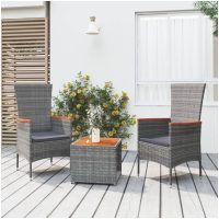 Loungegrupp för trädgården 3 delar grå konstrotting&akacia vidaXL