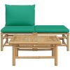 Loungegrupp för trädgården 3 delar gröna dynor bambu vidaXL – miniatyr 3