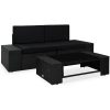 Loungegrupp för trädgården 3 delar konstrotting svart vidaXL – miniatyr 1