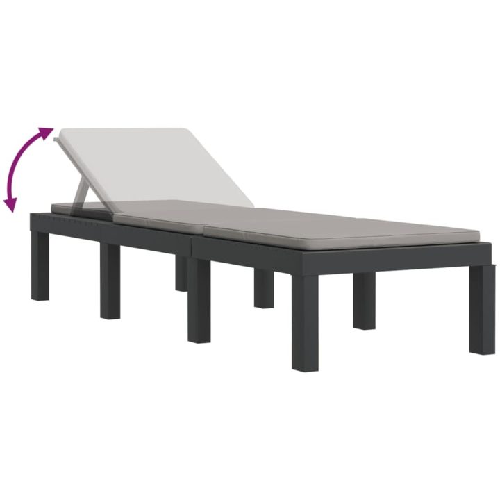 Loungegrupp för trädgården 3 delar m. dynor antracit PP vidaXL – bild 10
