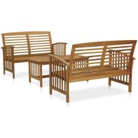Loungegrupp för trädgården 3 delar massivt akaciaträ vidaXL