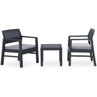 Loungegrupp för trädgården 3 delar med dynor plast grå vidaXL
