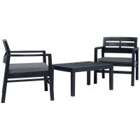 Loungegrupp för trädgården 3 delar plast antracit vidaXL