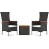 Loungegrupp för trädgården 3 delar svart konstrotting&akacia vidaXL – miniatyr 2