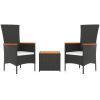 Loungegrupp för trädgården 3 delar svart konstrotting&akacia vidaXL – miniatyr 3