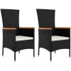 Loungegrupp för trädgården 3 delar svart konstrotting&akacia vidaXL – miniatyr 4