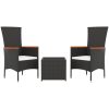 Loungegrupp för trädgården 3 delar svart konstrotting&stål vidaXL – miniatyr 3