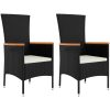 Loungegrupp för trädgården 3 delar svart konstrotting&stål vidaXL – miniatyr 4