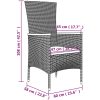 Loungegrupp för trädgården 3 delar svart konstrotting&stål vidaXL – miniatyr 6