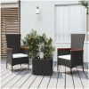 Loungegrupp för trädgården 3 delar svart konstrotting&stål vidaXL – miniatyr 1