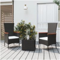 Loungegrupp för trädgården 3 delar svart konstrotting&stål vidaXL