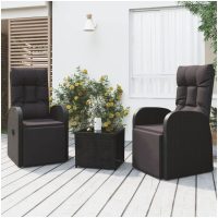 Loungegrupp för trädgården 3 delar svart konstrotting&stål vidaXL