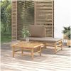 Loungegrupp för trädgården 3 delar taupe dynor bambu vidaXL – miniatyr 1