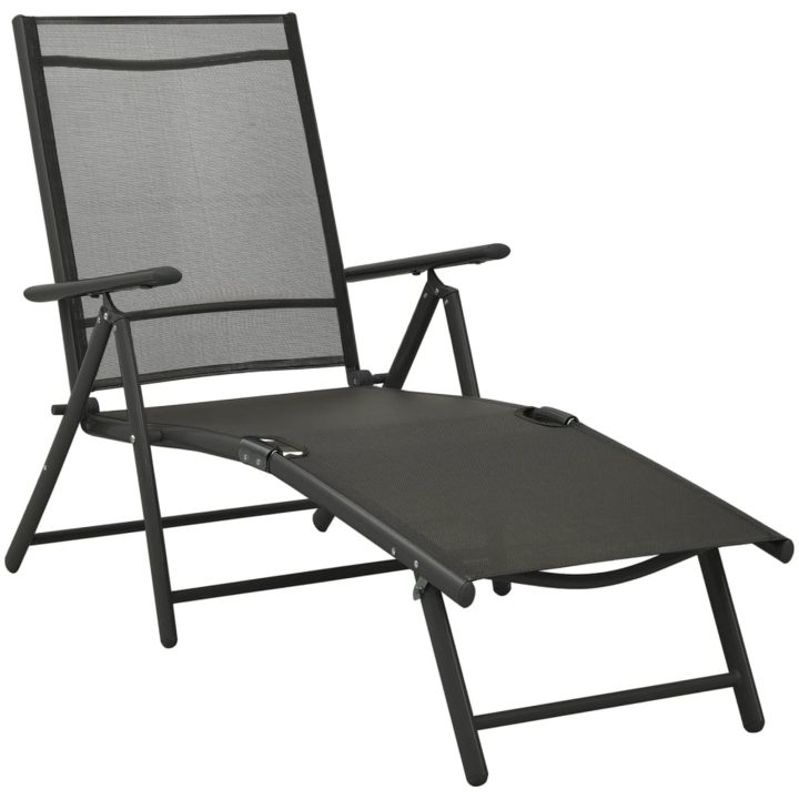 Loungegrupp för trädgården 3 delar textilen & aluminium svart vidaXL – bild 3