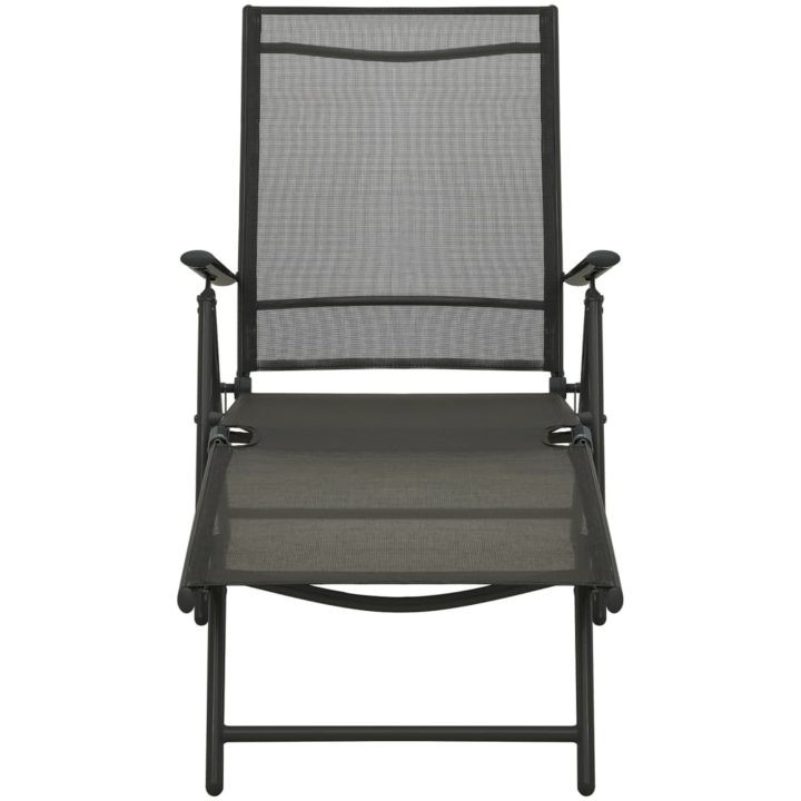 Loungegrupp för trädgården 3 delar textilen & aluminium svart vidaXL – bild 4