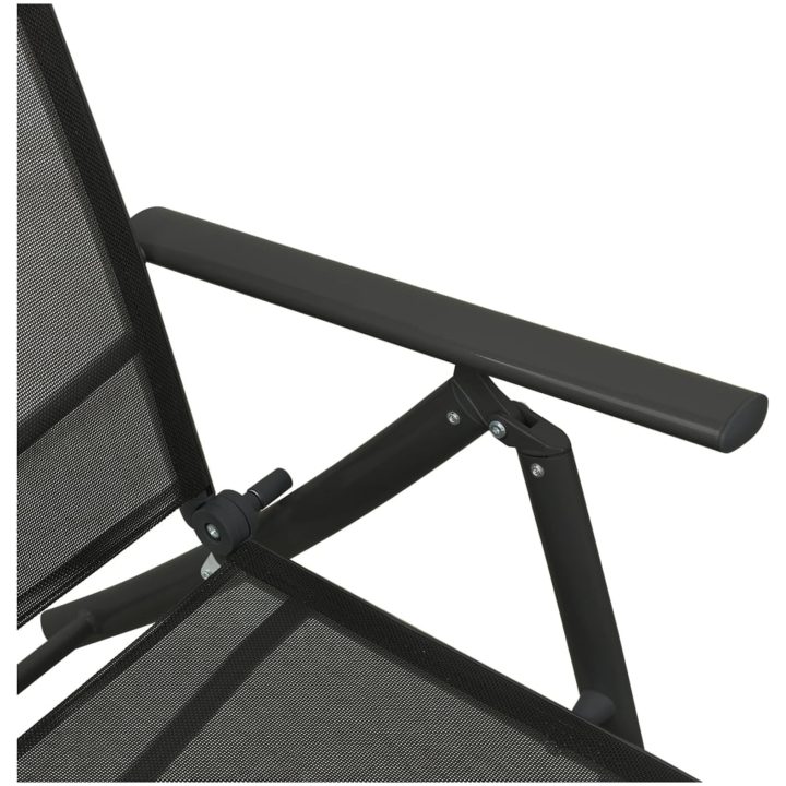 Loungegrupp för trädgården 3 delar textilen & aluminium svart vidaXL – bild 7