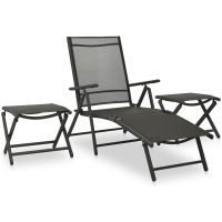 Loungegrupp för trädgården 3 delar textilen & aluminium svart vidaXL