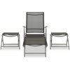 Loungegrupp för trädgården 3 delar textilen och aluminium silver vidaXL – miniatyr 2