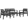 Loungegrupp för trädgården 4 delar antracit plast vidaXL – miniatyr 1