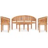 Loungegrupp för trädgården 4 delar bananformad massivt teakträ vidaXL 151 x 62 x 86 cm – miniatyr 2