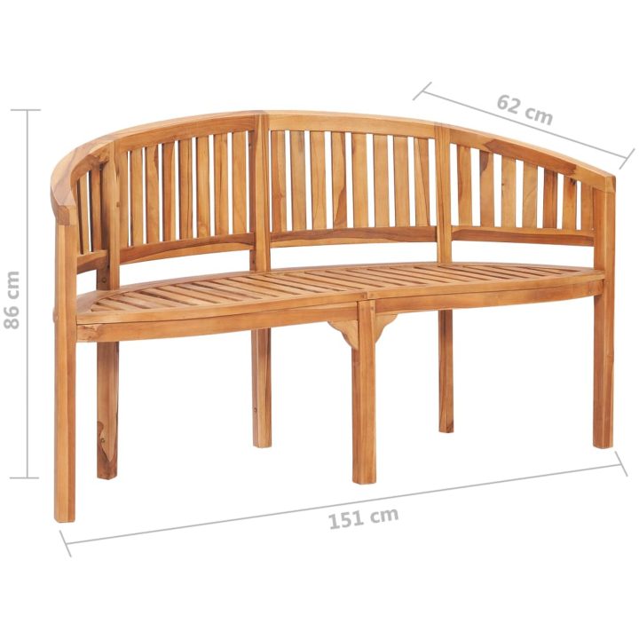 Loungegrupp för trädgården 4 delar bananformad massivt teakträ vidaXL 151 x 62 x 86 cm – bild 12