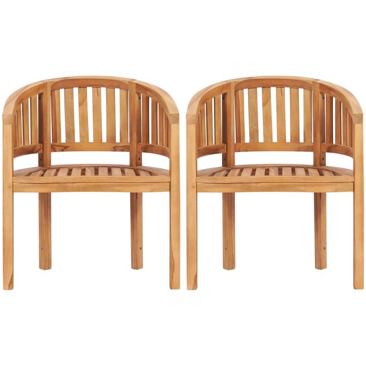 Loungegrupp för trädgården 4 delar bananformad massivt teakträ vidaXL 151 x 62 x 86 cm – bild 5