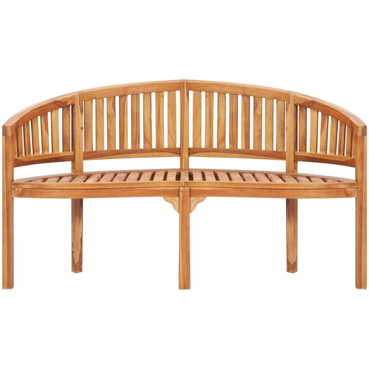Loungegrupp för trädgården 4 delar bananformad massivt teakträ vidaXL 151 x 62 x 86 cm – bild 7