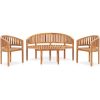 Loungegrupp för trädgården 4 delar bananformad massivt teakträ vidaXL 151 x 62 x 86 cm – miniatyr 1
