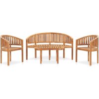 Loungegrupp för trädgården 4 delar bananformad massivt teakträ vidaXL