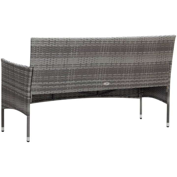 Loungegrupp för trädgården 4 delar med dynor konstrotting grå vidaXL – bild 4
