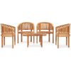 Loungegrupp för trädgården 5 delar bananformad massivt teakträ vidaXL 90 x 50 x 45 cm – miniatyr 2